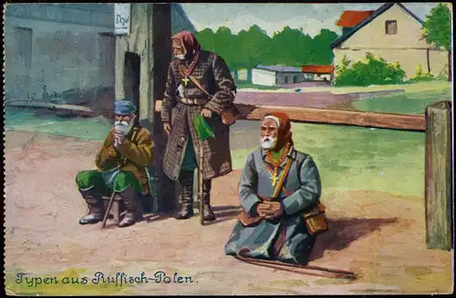 Polen Polska Typen aus Russisch-Polen. Polen / Polska betende Männer 1916