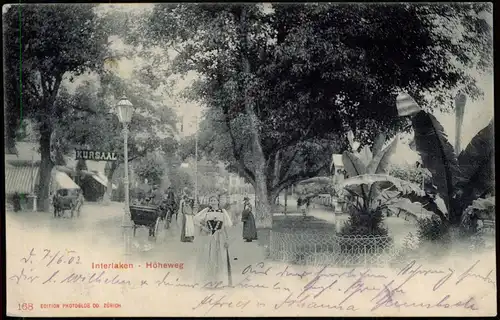 Ansichtskarte Interlaken Frau und Kutsche - Höheweg 1903