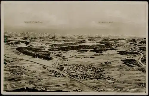 Ansichtskarte Memmingen Künstlerkarte: Stadt und Umgebung 1932