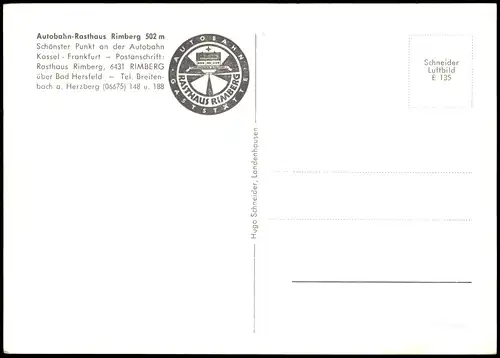 Ansichtskarte Bad Hersfeld Autobahn-Rasthaus Rimberg 1960
