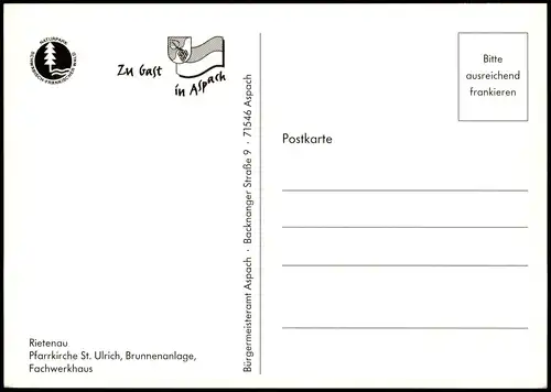 Kleinaspach-Aspach (bei Backnang) Mehrbild-AK RIETENAU    Fachwerkhaus 1990