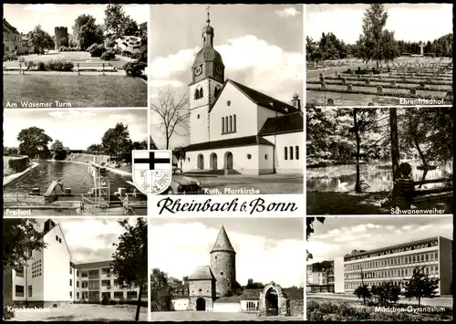 Rheinbach MB: Wasemer Turm Krankenhaus Ehrenfriedhof Mädchen-Gymnasium 1960
