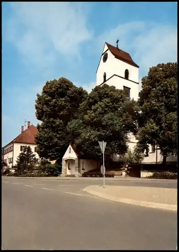 Riedböhringen-Blumberg Straßen Partie a.d. Kirche Pfarrkirche St. Genesius 1970