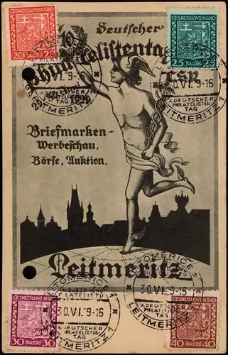 Leitmeritz Litoměřice Werbekarte - Briefmarkenschau und Auktion 1929
