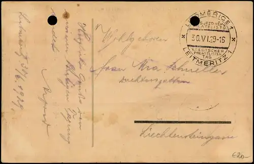 Leitmeritz Litoměřice Werbekarte - Briefmarkenschau und Auktion 1929