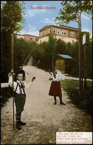 Ansichtskarte Oybin Hochwaldbaude, Kinder 1915