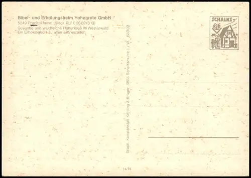 Ansichtskarte Pracht (Hamm) Bibel- und Erholungsheim Hohegrete GmbH 1974