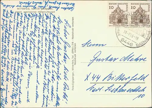 Ansichtskarte Mitterfels MB: Stadt, Schwimmbad, VW Käfer 1966