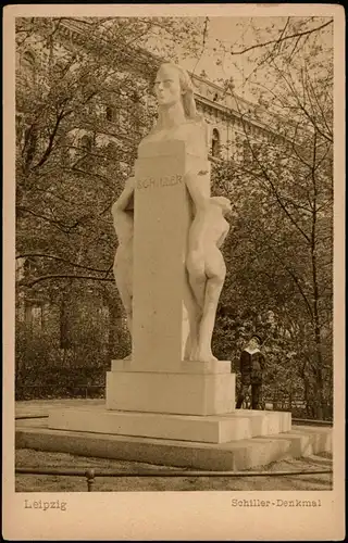 Ansichtskarte Leipzig Schiller Denkmal 1917