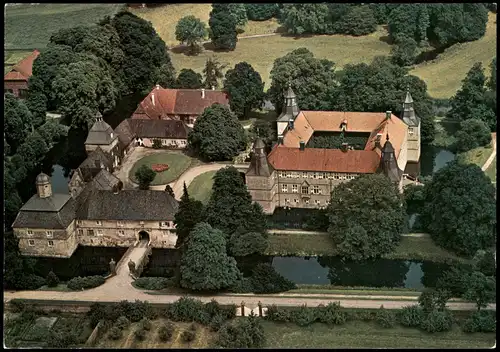 Herbern-Ascheberg (Westfalen) Schloß Westerwinkel Flugzeug aus, Luftbild 1970