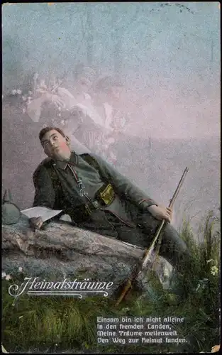 Heimatsträume Patriotika  Soldat denkt an seine Frau 1916   Feldpost Eberstadt
