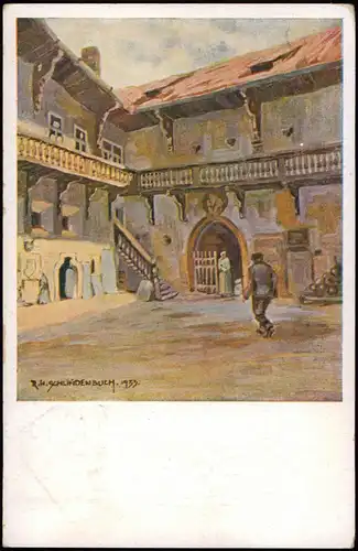 Ansichtskarte  Künstlerkarte SCHLINDENBUCH, Wallenstein-Haus in Eger 1934