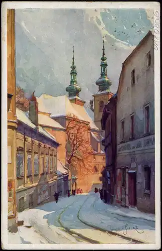 Postcard Brünn Brno BRNO Dominikánská ulice (als Künstlerkarte) 1914