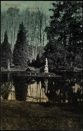 Ansichtskarte Neuruppin Goldfischteich - Statue 1905