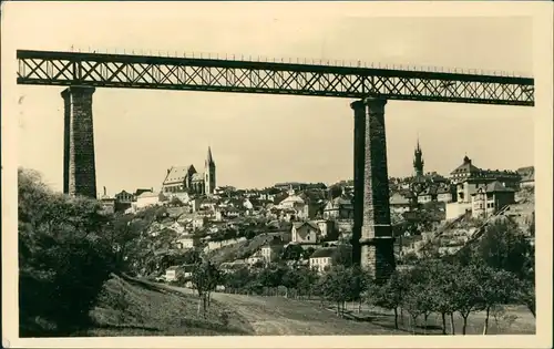 Postcard Znaim Znojmo Blick durch die Brücke zur Stadt 1948