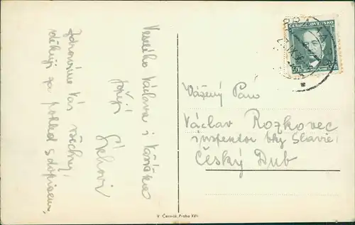 Prag Praha Nábřeží s budovou výtvar, umělců „Mánes" 1936