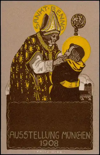 Ansichtskarte München Ausstellung Kind Sankt Benno - Künstlerkarte 1908