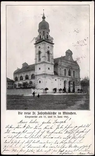 Ansichtskarte München Die neue St. Josephskirche Einweihungskarte 1902