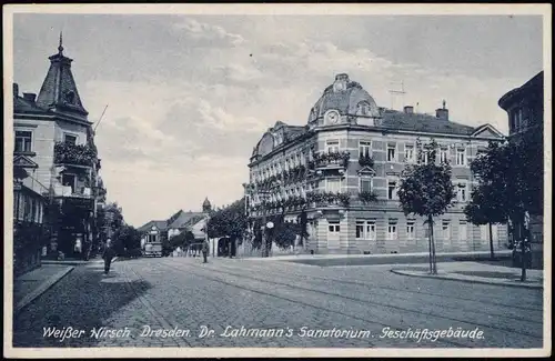 Weißer Hirsch-Dresden Dr. Lahmann´s Sanatorium - Straßenpartie Straßenbahn 1929