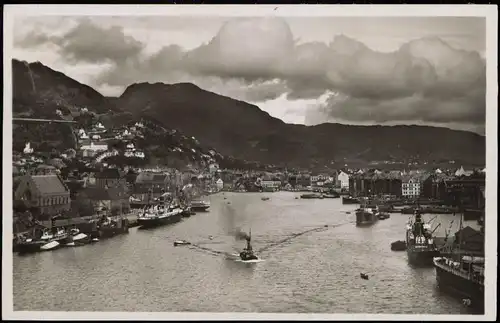 Bergen Bergen Parti fra havnen - Dampfer Steamer - Fotokarte 1922