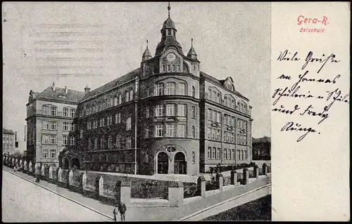 Ansichtskarte Gera Partie an der Ostschule 1925