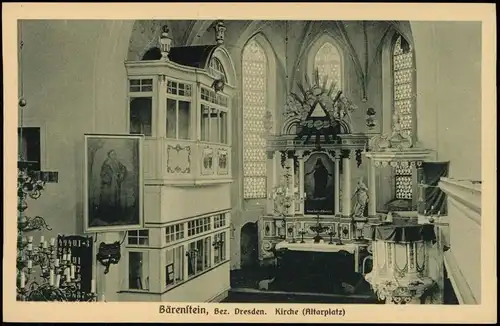 Ansichtskarte Bärenstein-Altenberg (Erzgebirge) Kirche - Altar 1918