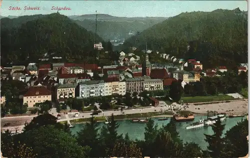 Ansichtskarte Bad Schandau Blick auf den Ort 1905/1909