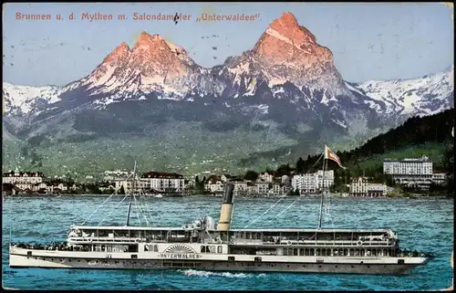 Ansichtskarte Brunnen SZ-Ingenbohl Schiffe Dampfer Steamer Unterwalden 1912