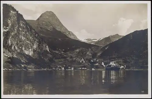 Postcard Geiranger Stadt. Dampfer 1928