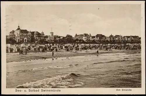 Postcard Swinemünde Świnoujście Strand, Hotel, Promenade vom Meer 1928