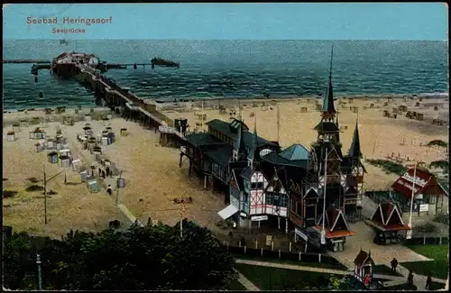 Ansichtskarte Heringsdorf Usedom Seebrücke/Kaiser-Wilhelm-Brücke 1913