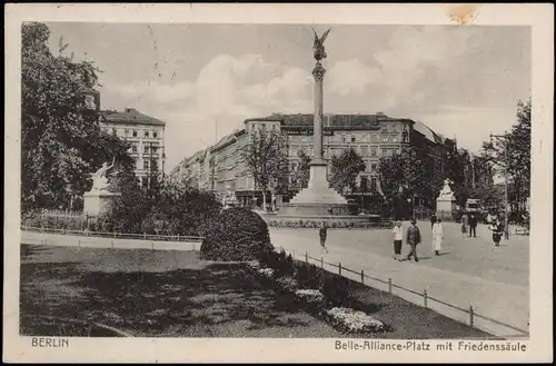 Ansichtskarte Kreuzberg-Berlin Belle-Alliance-Platz mit Friedenssäule 1927