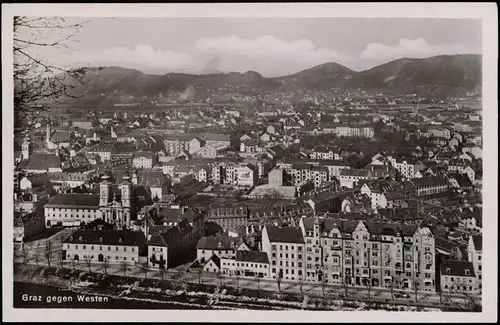 Ansichtskarte Graz Panorama-Ansicht gegen Westen 1929