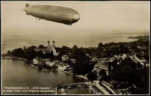 Ansichtskarte Friedrichshafen Luftbild Flugwesen - Graf Zeppelin 1928