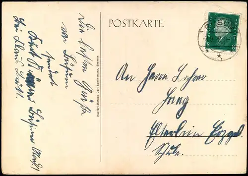 Bremen Gesellschaft Rettung Schiffbrüchiger Künstlerkarte 1929  Stempel Büsum