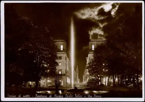 Turin Torino notte Fontana di Piazza Carlo Felice e Via Roma Stimmungsbild 1929
