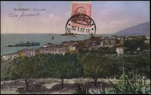 Cartoline Bordighera Panorama-Ansicht 1912