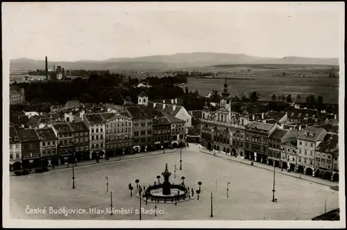 Budweis České Budějovice Hlav. Náměstí s Radnici. Panorama-Ansicht 1930