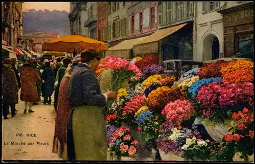 CPA Nizza Nice Le Marché aux Fleurs, Blumen Markt 1920