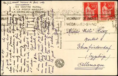 Paris Centre Rural La Porte Maillot Mairie Poste Exposition Internationale 1937