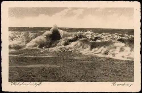 Ansichtskarte Westerland-Sylt Strand Brandung 1920