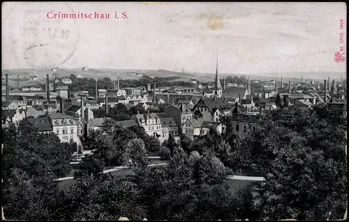Ansichtskarte Crimmitschau Panorama-Ansicht 1907