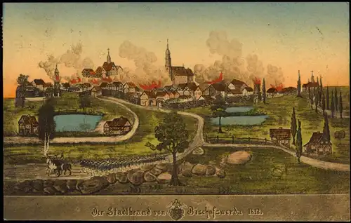 Ansichtskarte Bischofswerda Stadt im Jahre 1818/1913