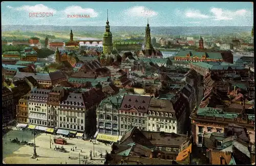 Innere Altstadt-Dresden Blick von der Kreuzkirche zum Schloß 1915  gel. Feldpost