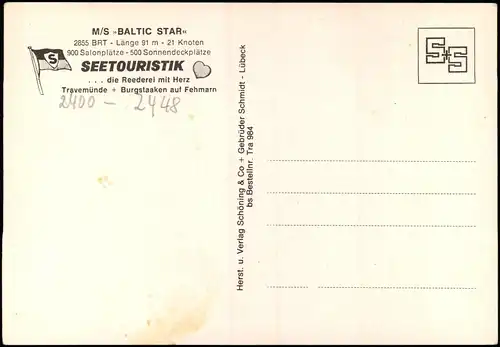 Ansichtskarte  Fährschiff MS "Baltic Star" 1980