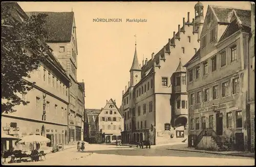 Ansichtskarte Nördlingen Marktplatz, Gasthof zur Sonne 1913
