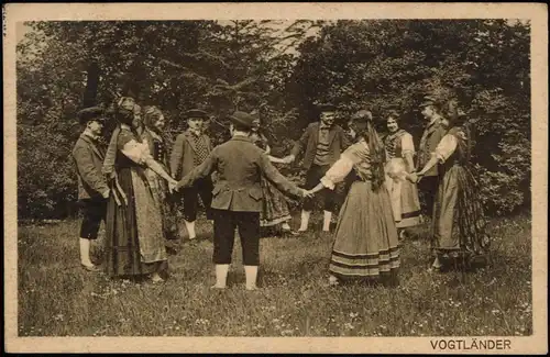 Ansichtskarte Innere Altstadt-Dresden Sachsentag - Vogtländer Tanzgruppe 1914