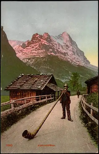 Ansichtskarte .Schweiz Alphornbläser. Alpen Typen Suisse Helvetia 1912
