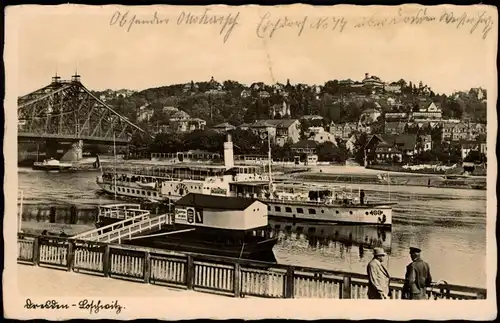 Loschwit Dresden Dampfer Leipzig 1942   Landpoststempel Eschdorf Weißer Hirsch