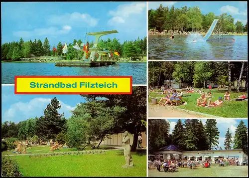 Schneeberg (Erzgebirge) Strandbad Filzteich mit Sprungturm und Gaststätte 1986